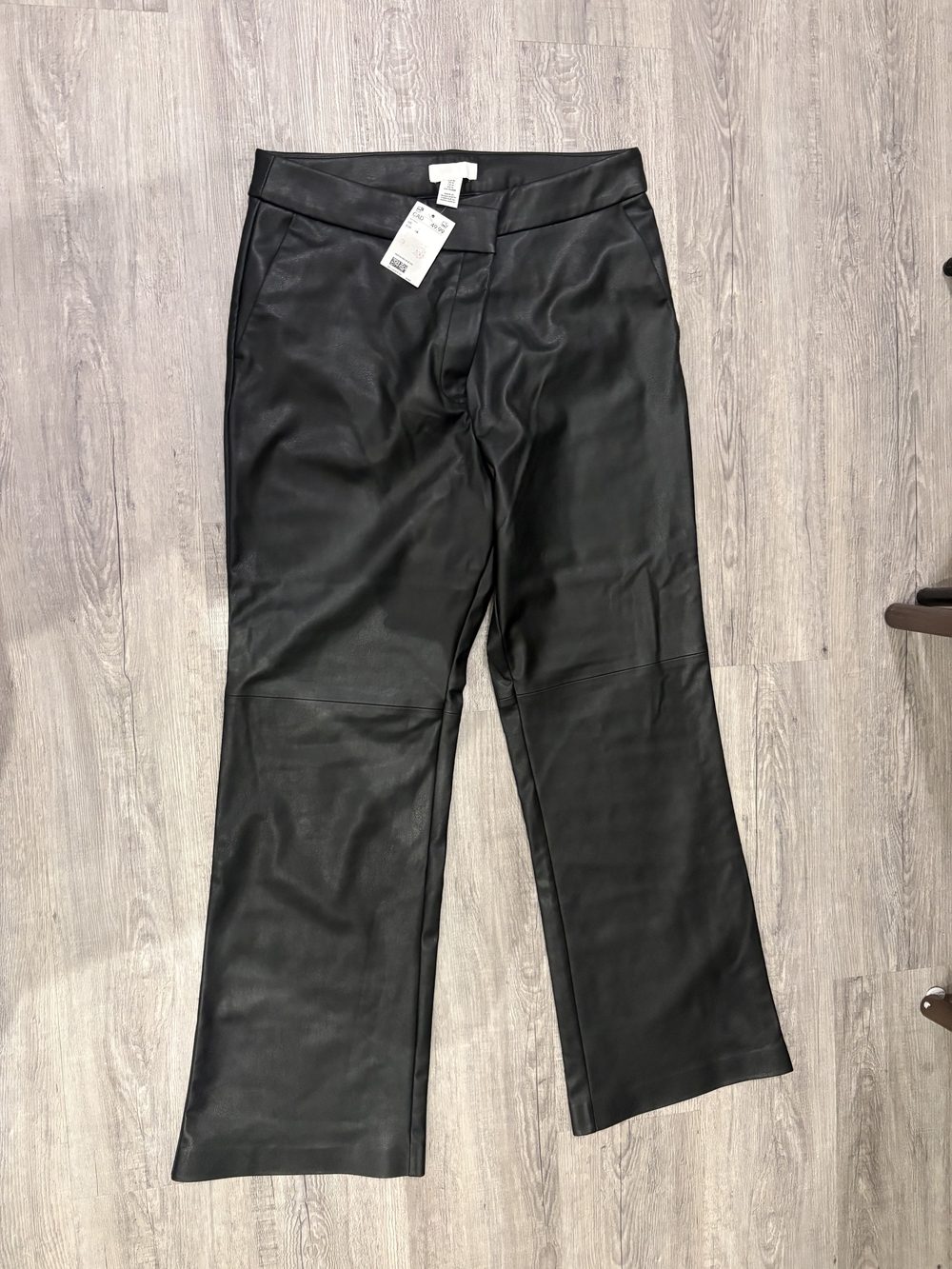 H&M Faux Leather Wide-Leg Pants - Black Sz 14